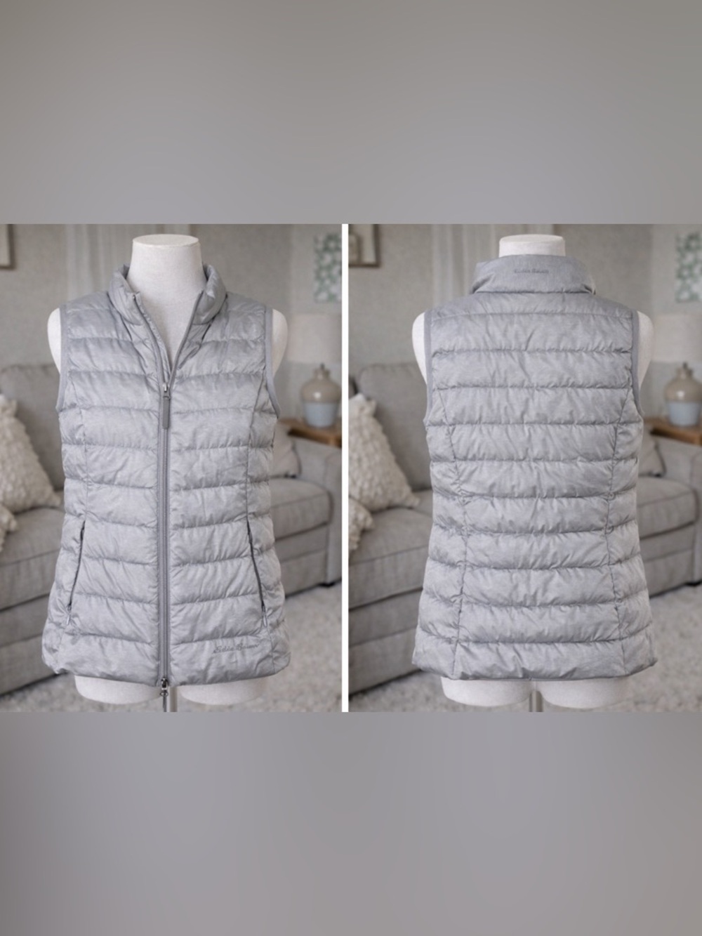 Eddie Bauer Women's Light Gray Puffer Vest